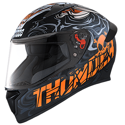 STUDDS THUNDER D9 MATT BLACK N10 ORANGE M/V (L)