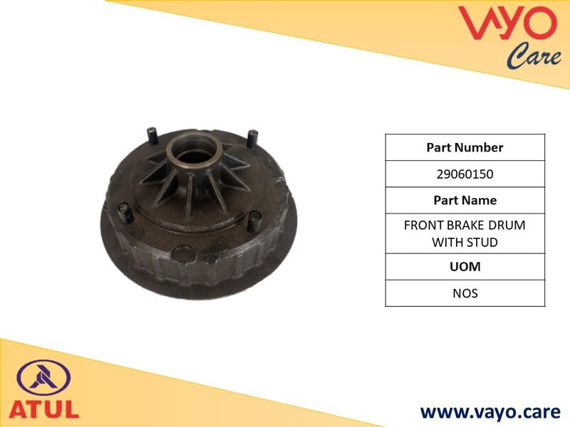 FRONT BRAKE DRUM WITH STUD - 29060150 - GEMINI ULTRA
