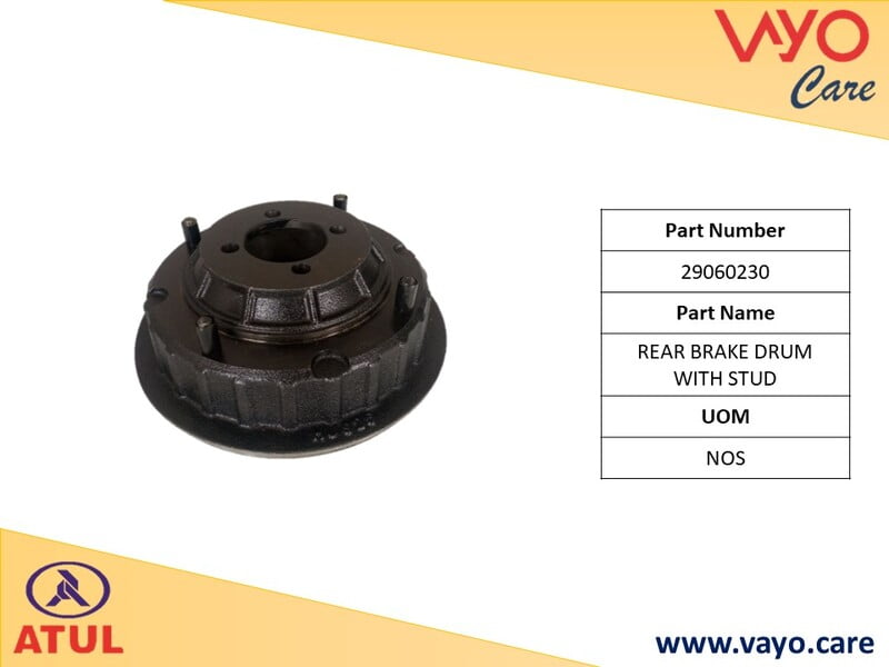 REAR BRAKE DRUM WITH STUD - 29060230 - GEMINI ULTRA