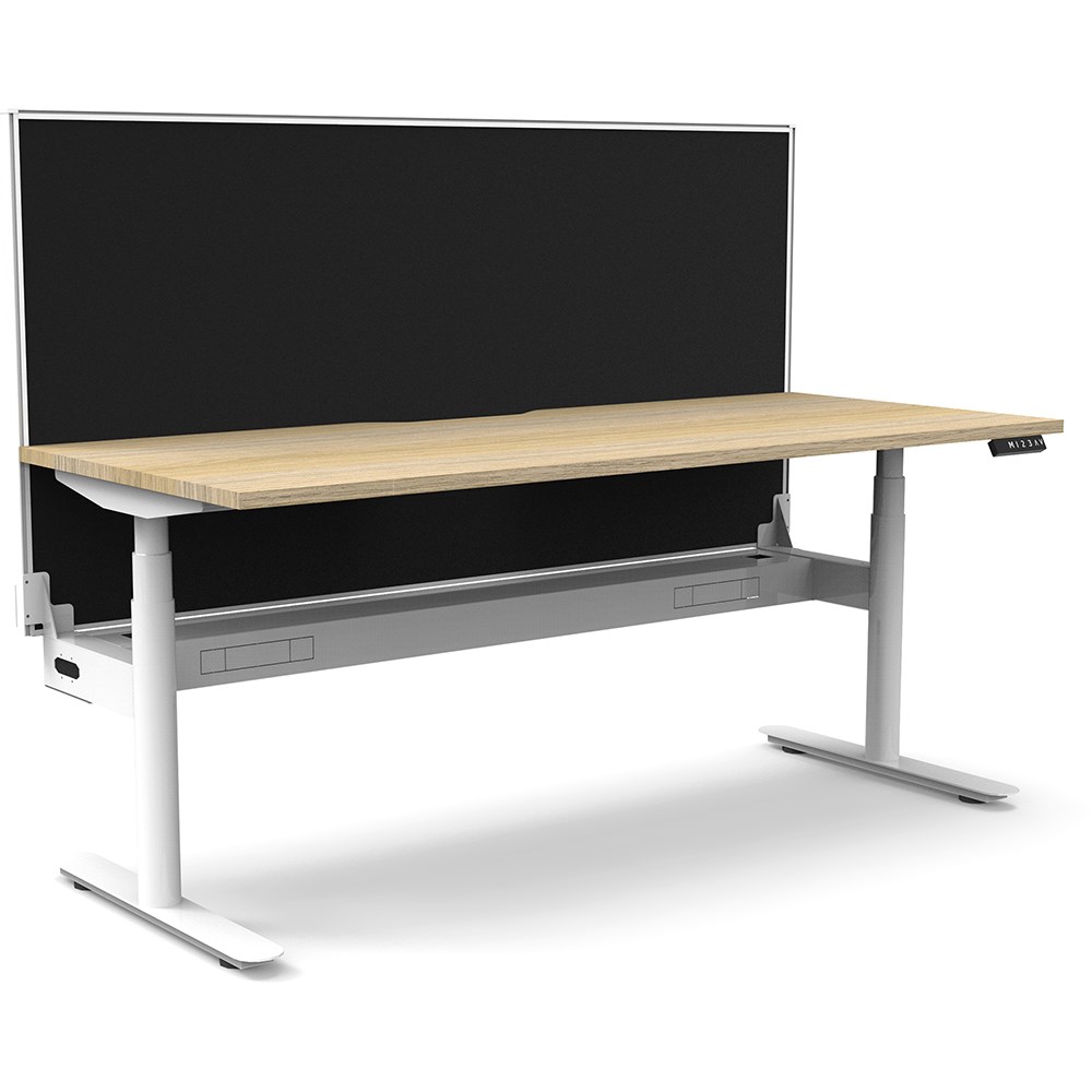 Rapidline Halo+ Single Sided Workstation + Screen + Cable Tray 1500mmW Oak/White