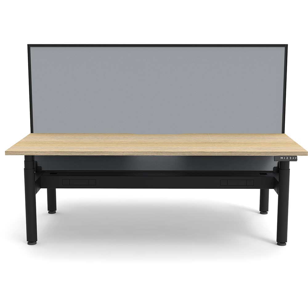 Rapidline Halo+ Back to Back Workstation+Screen+Cable Tray 2 Person 1200mmW Oak/Black