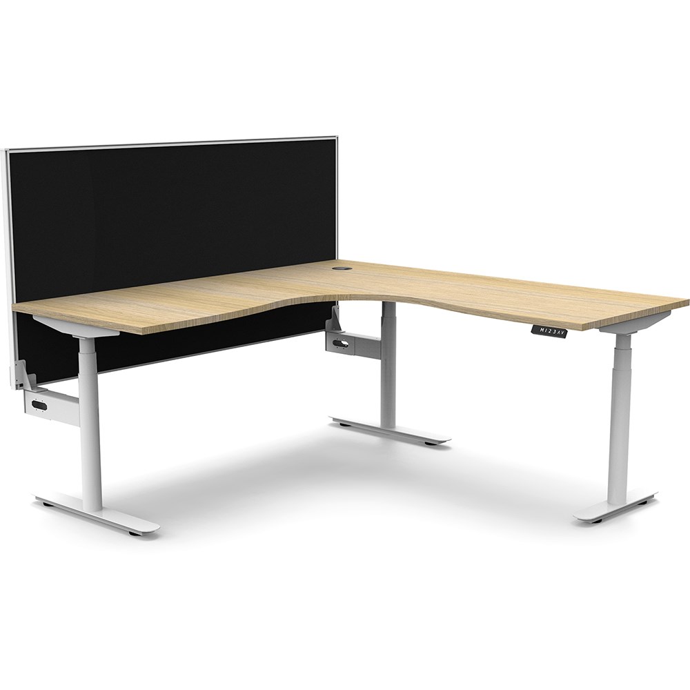 Rapidline Halo+ Corner Workstation+Screen 1500/1500W  x 750D x 1330mmH Oak/White
