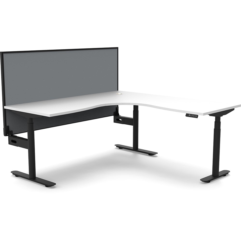 Rapidline Halo+ Corner Workstation+Screen 1800/1800W x 750D x 1330mmH White/Black