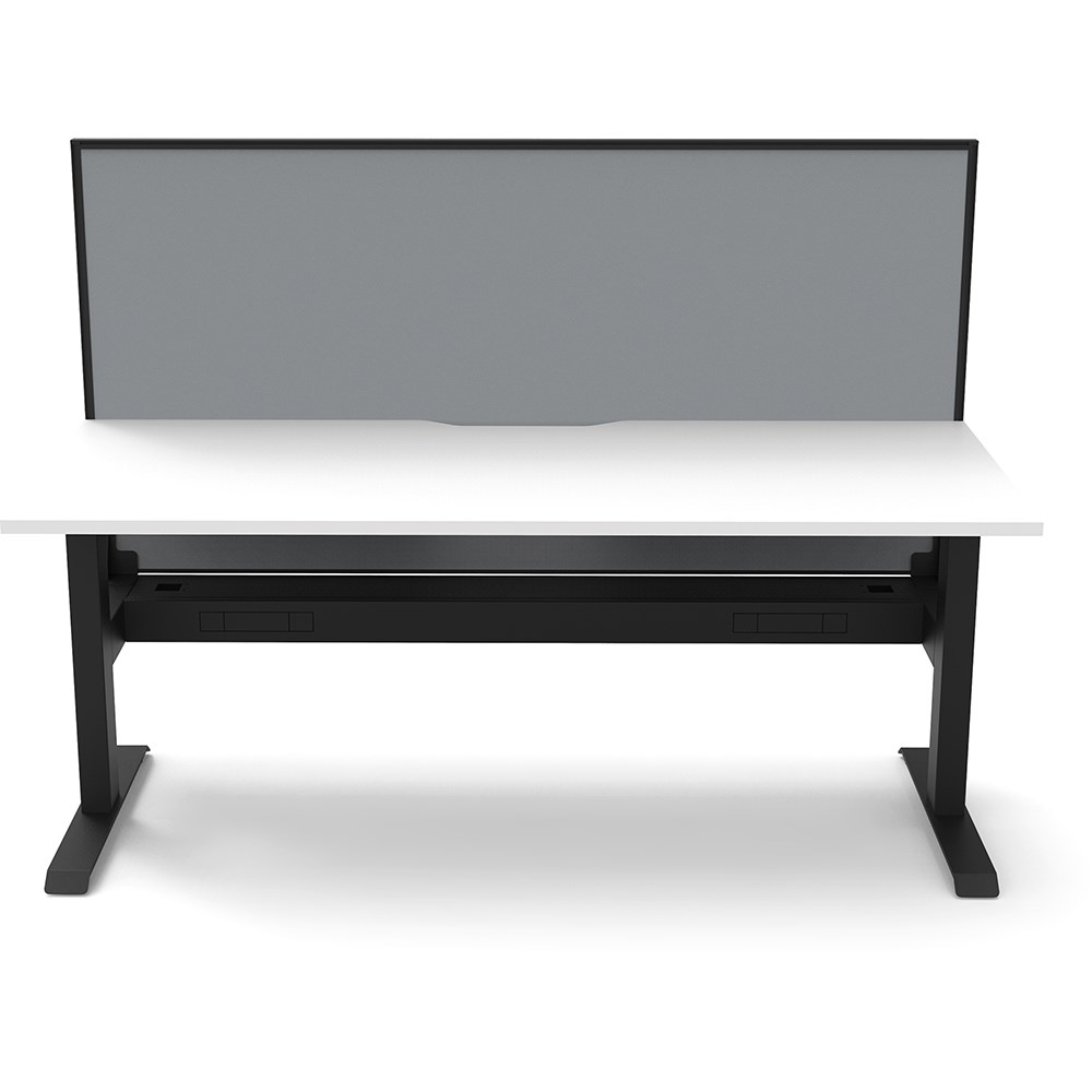 Rapidline Boost Static Single Sided Workstation + Screen + Cable Tray 1800mmW White/Black