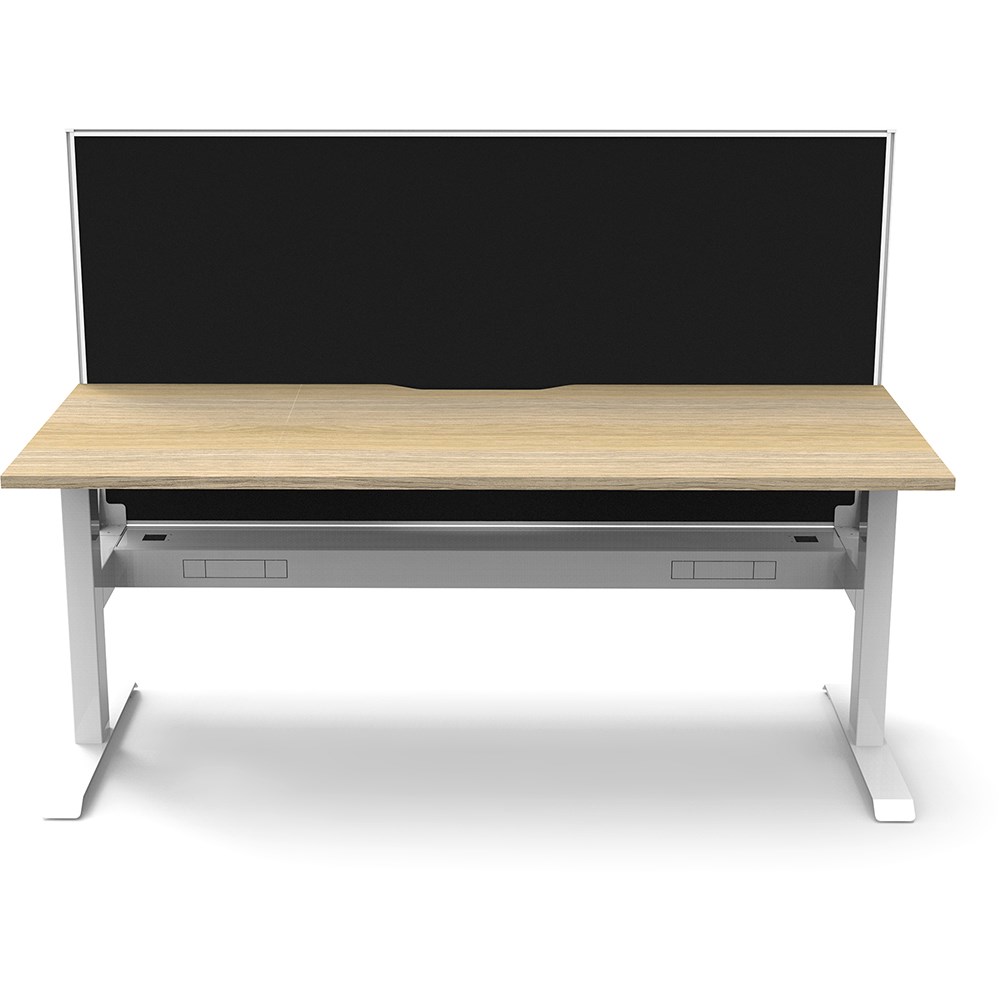 Rapidline Boost Static Single Sided Workstation + Screen + Cable Tray 1800mmW Oak/White