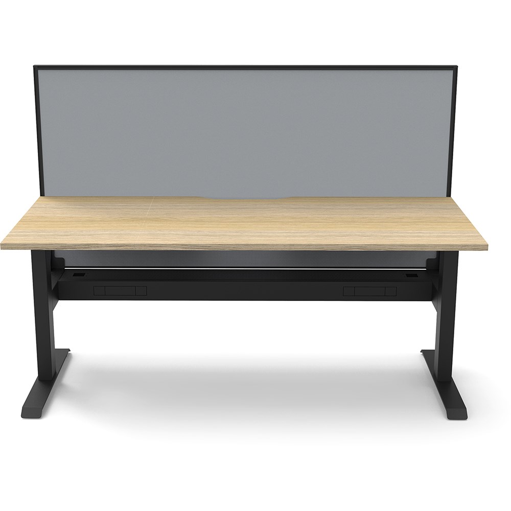Rapidline Boost Static Single Sided Workstation + Screen + Cable Tray 1800mmW Oak/Black
