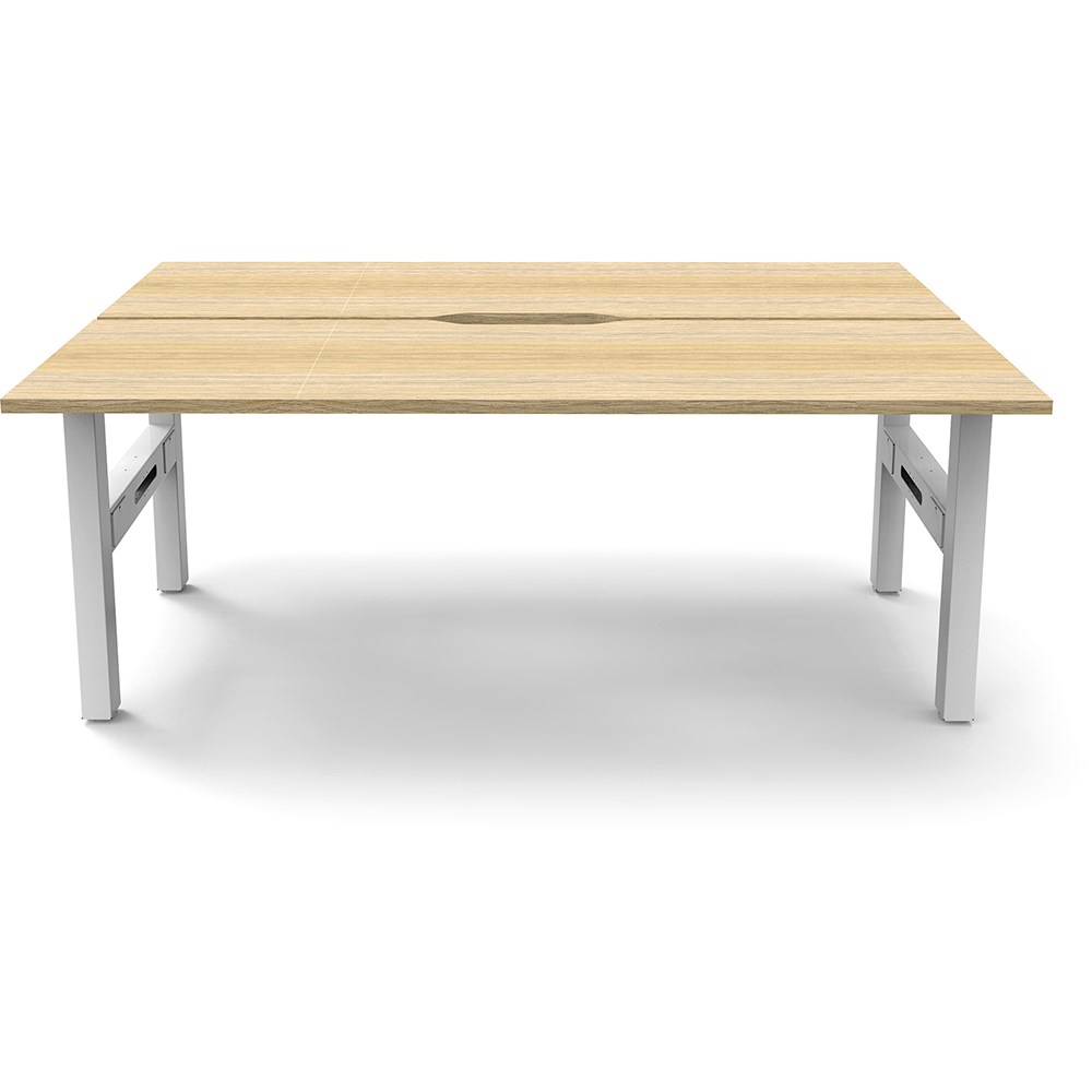 Rapidline Boost Static Back To Back Workstation 2 Person 1800Wx1500Dx730mmH Oak/White