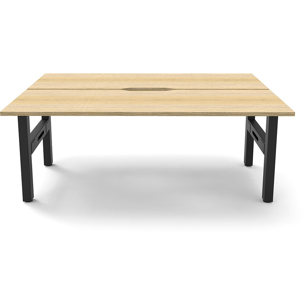 Rapidline Boost Static Back To Back Workstation 2 Person 1800Wx1500Dx730mmH Oak/Black