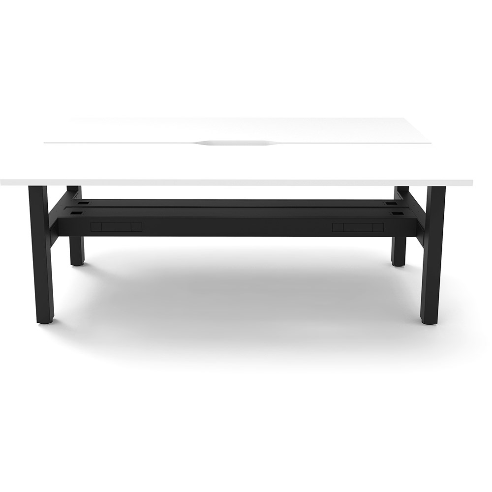 Rapidline Boost Static Back To Back Workstation+Tray 2 Person 1200Wx1500x730mmH White/Black