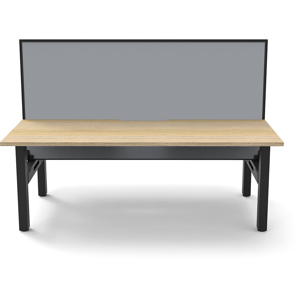 Rapidline Boost Static Back To Back Workstation + Screen 2 Person 1500mmW Oak/Black