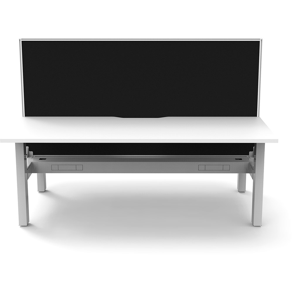 Rapidline Boost Static Back To Back Workstation+Screen+Tray 2 Person 1500mmW White/White