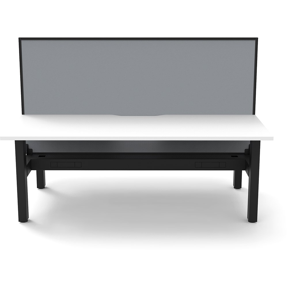 Rapidline Boost Static Back To Back Workstation+Screen+Tray 2 Person 1500mmW White/Black