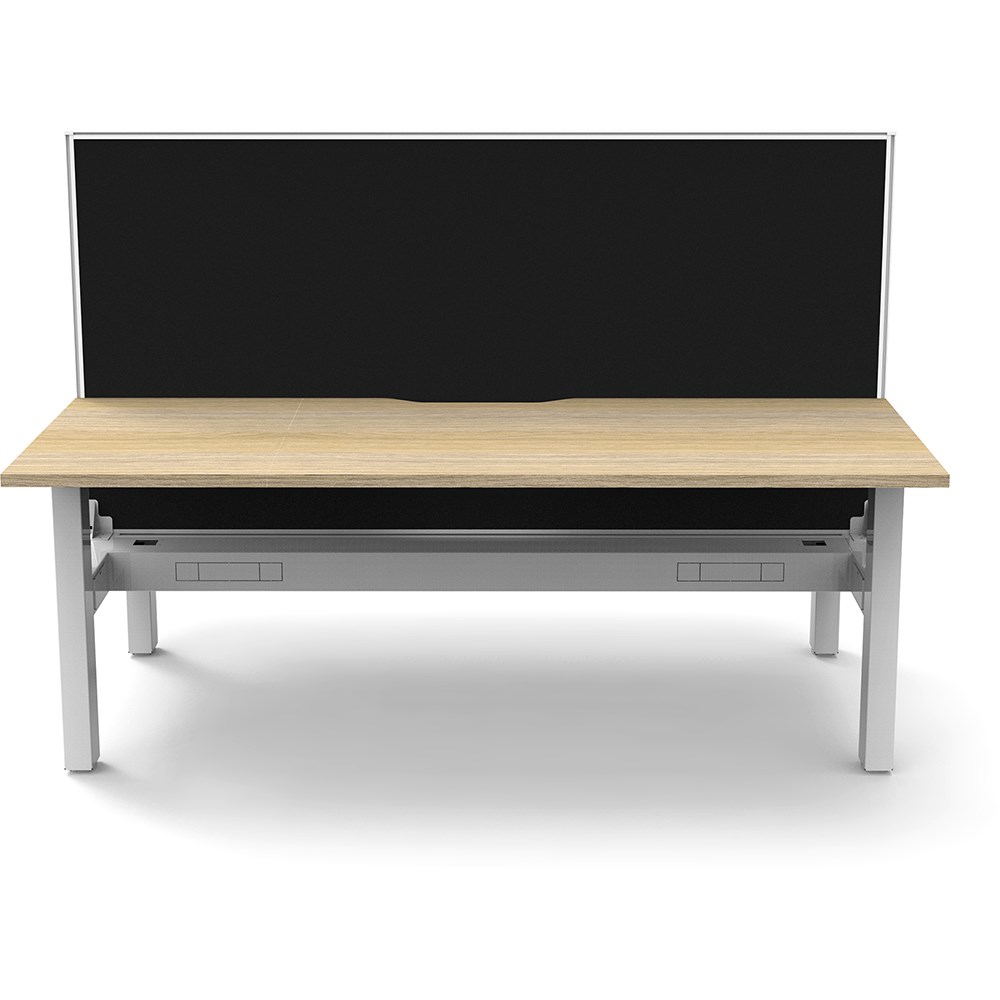 Rapidline Boost Static Back To Back Workstation+Screen+Tray 2 Person 1800mmW Oak/White