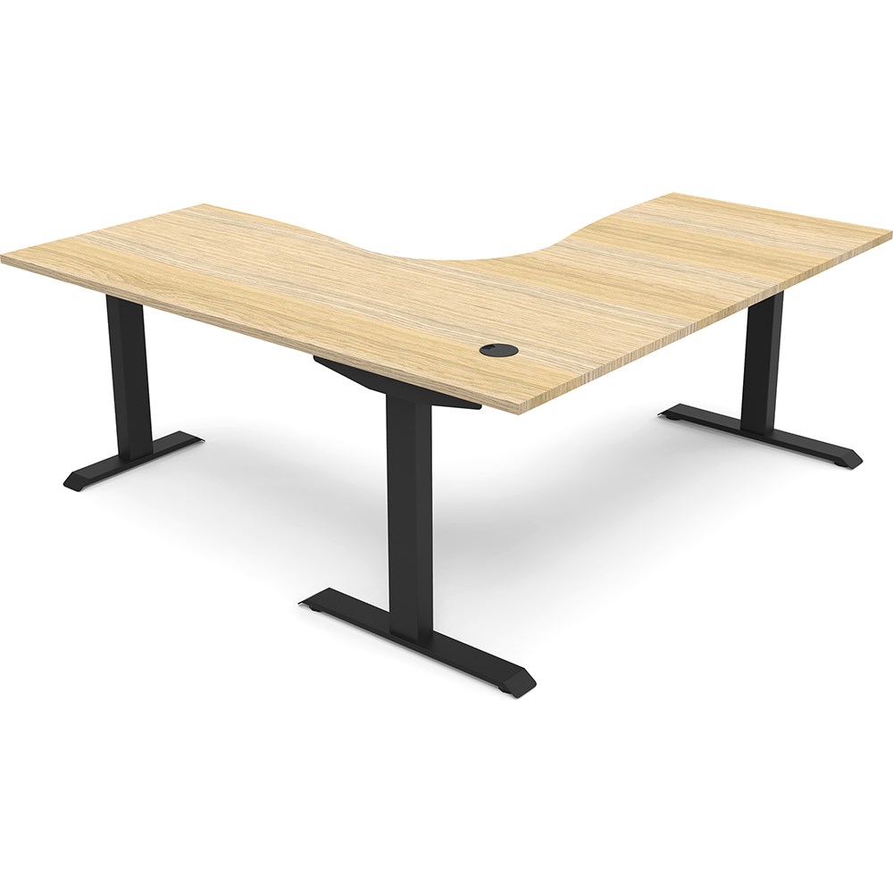 Rapidline Boost Static Corner Workstation 1800/1800W x 750D x 730mmH Oak/Black