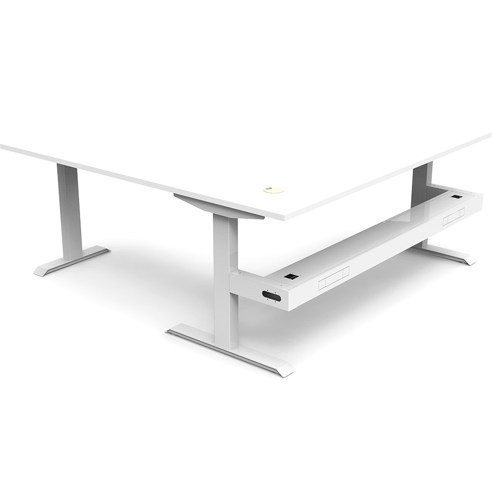 Rapidline Boost Static Corner Workstation + Tray 1800/1500W x 750D x 730mmH White/White