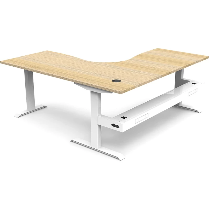 Rapidline Boost Static Corner Workstation + Tray 1800/1800W x 750D x 730mmH Oak/White