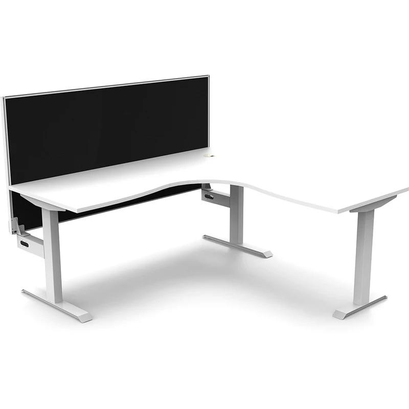 Rapidline Boost Static Corner Workstation+Screen 1800/1500W x 750D x 1330mmH White/White