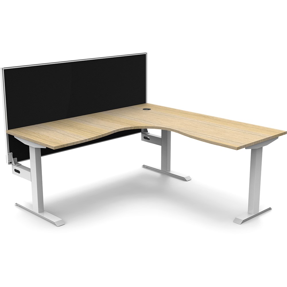 Rapidline Boost Static Corner Workstation+Screen 1800/1800W x 750D x 1330mmH Oak/White