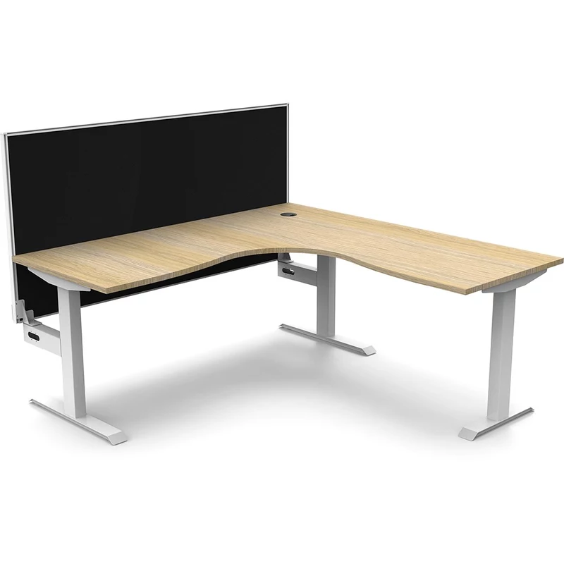 Rapidline Boost Static Corner Workstation+Screen 1800/1800W x 750D x 1330mmH Oak/White