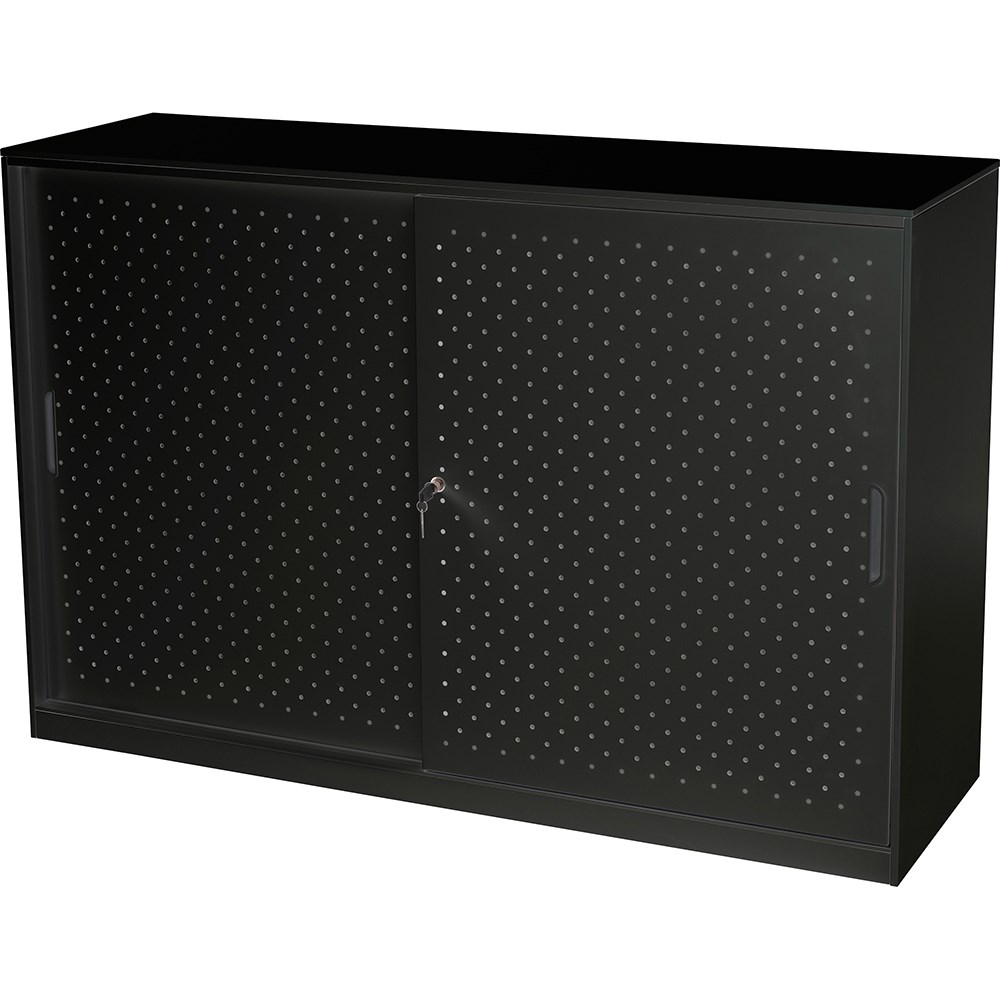 Rapidline Go Tambour Sliding Door Cupboard 1530W x 473D x 1016mmH Black