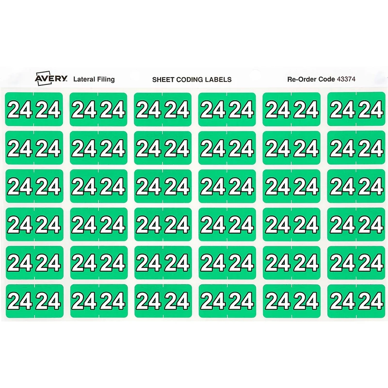 Avery Side Tab 24 Year Code Labels 25 x 38mm Green Pack  of 180