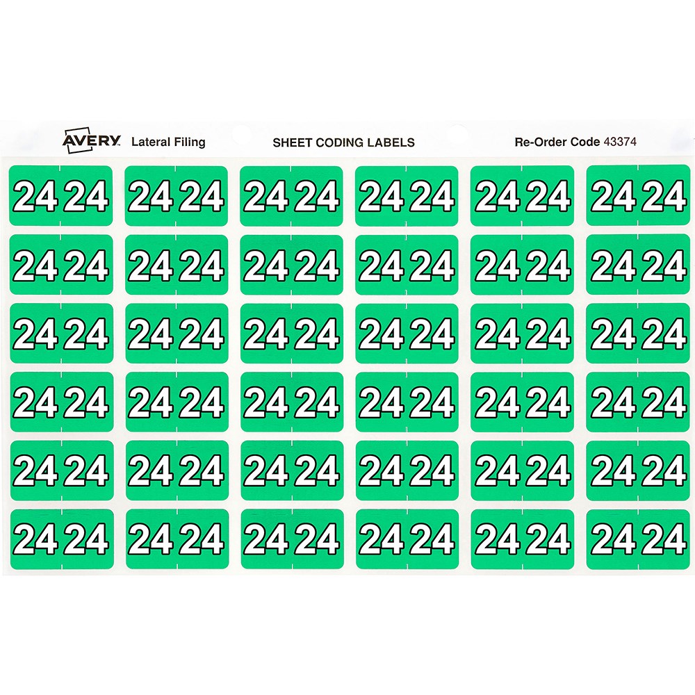 Avery Side Tab 24 Year Code Labels 25 x 38mm Green Pack  of 180