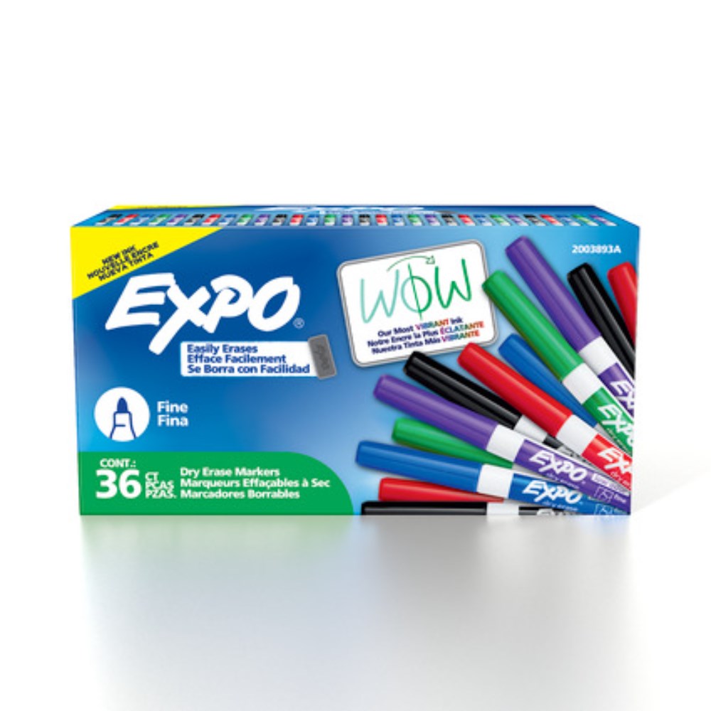 Expo Dry Erase Whiteboard Marker Fine Bullet Assorted Assorted Box  of 36