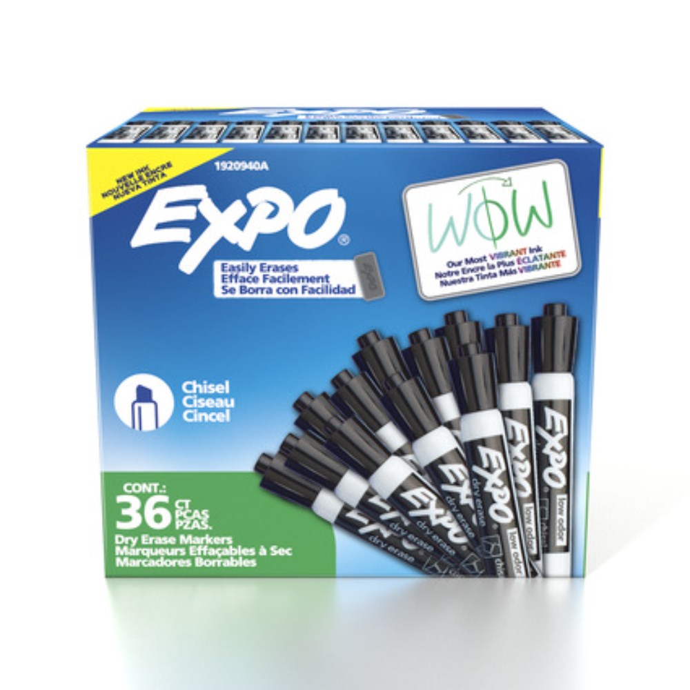 Expo Dry Erase Whiteboard Marker Chisel Tip Black Black Box  of 36