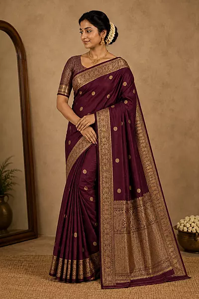 Maroon Banarasi silk