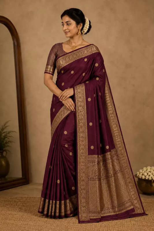 Maroon Banarasi silk