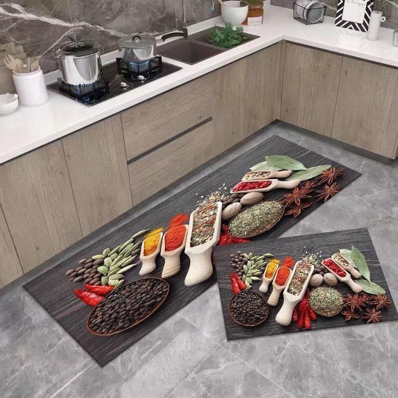 2IN1 POLYYESTER KITCHEN MAT 2 PIECES KITCHEN RUNNER
