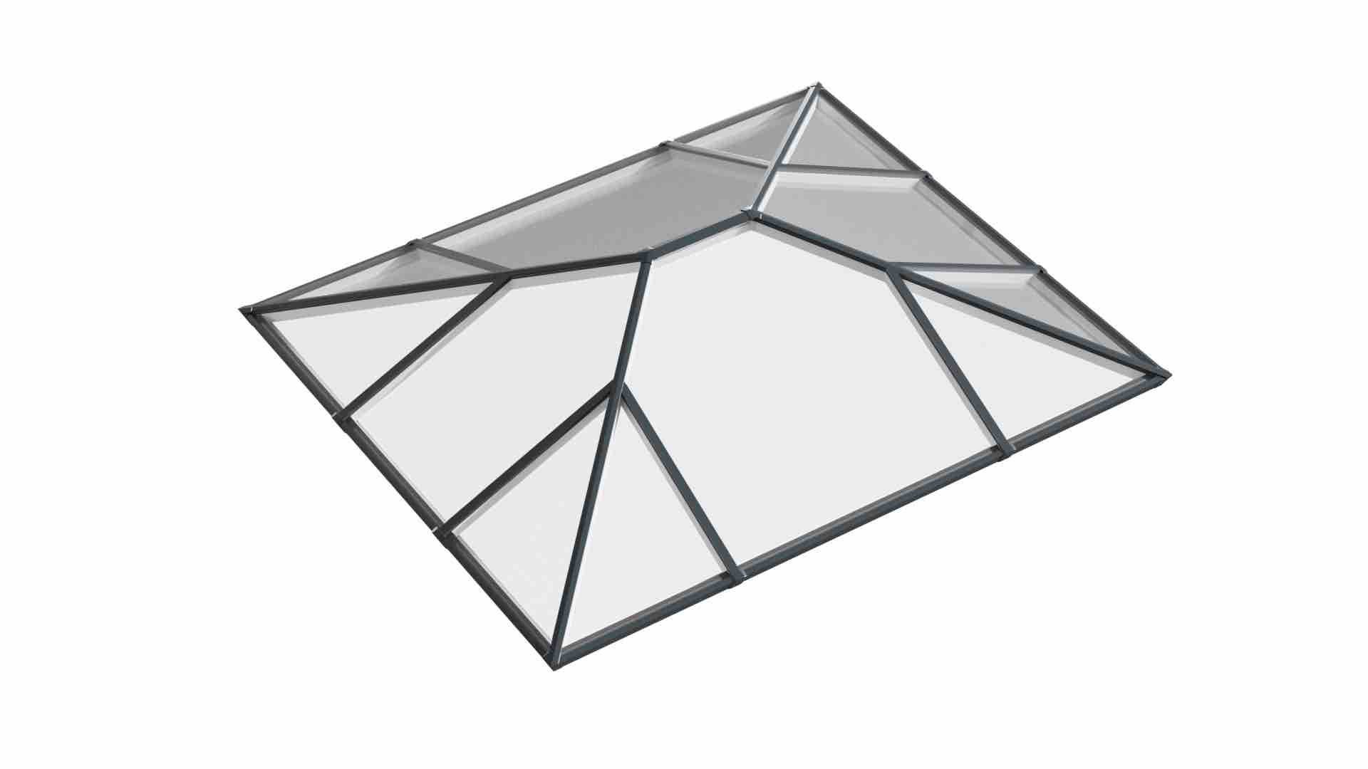 Ridged Aluminium Lantern Roof 2m x 3m (12 Pane 2WAY)