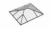 Ridged Aluminium Lantern Roof 2.3m x 3.4m (12 Pane 2WAY)