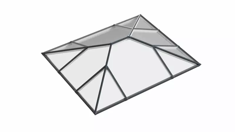 Ridged Aluminium Lantern Roof 2.8m x 3.1m (12 Pane 2WAY)