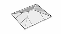 Ridged Aluminium Lantern Roof 2.6m x 3.1m (12 Pane 2WAY)