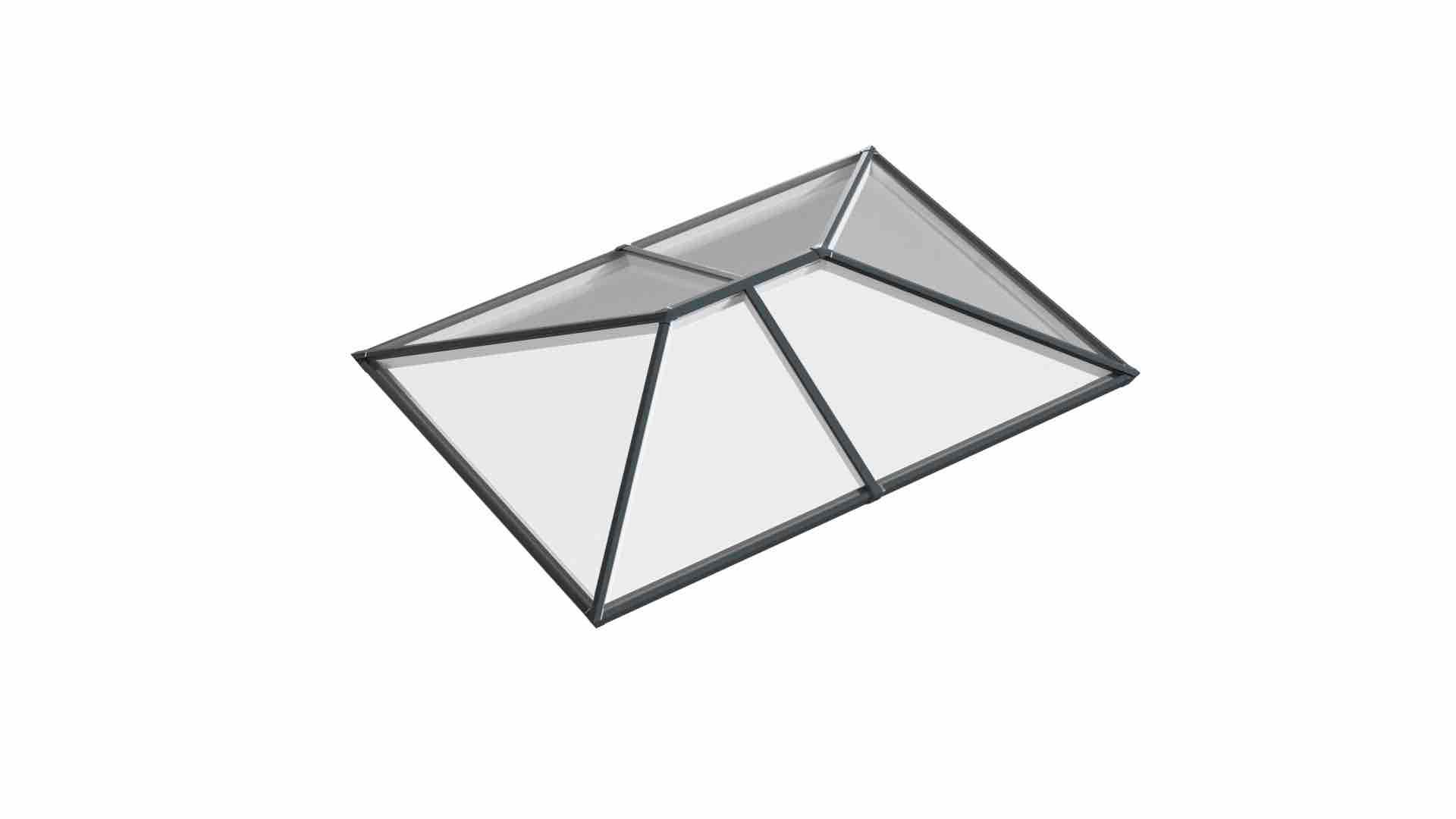 Ridged Aluminium Lantern Roof 0.6m x 2.5m (6 Pane 2WAY)