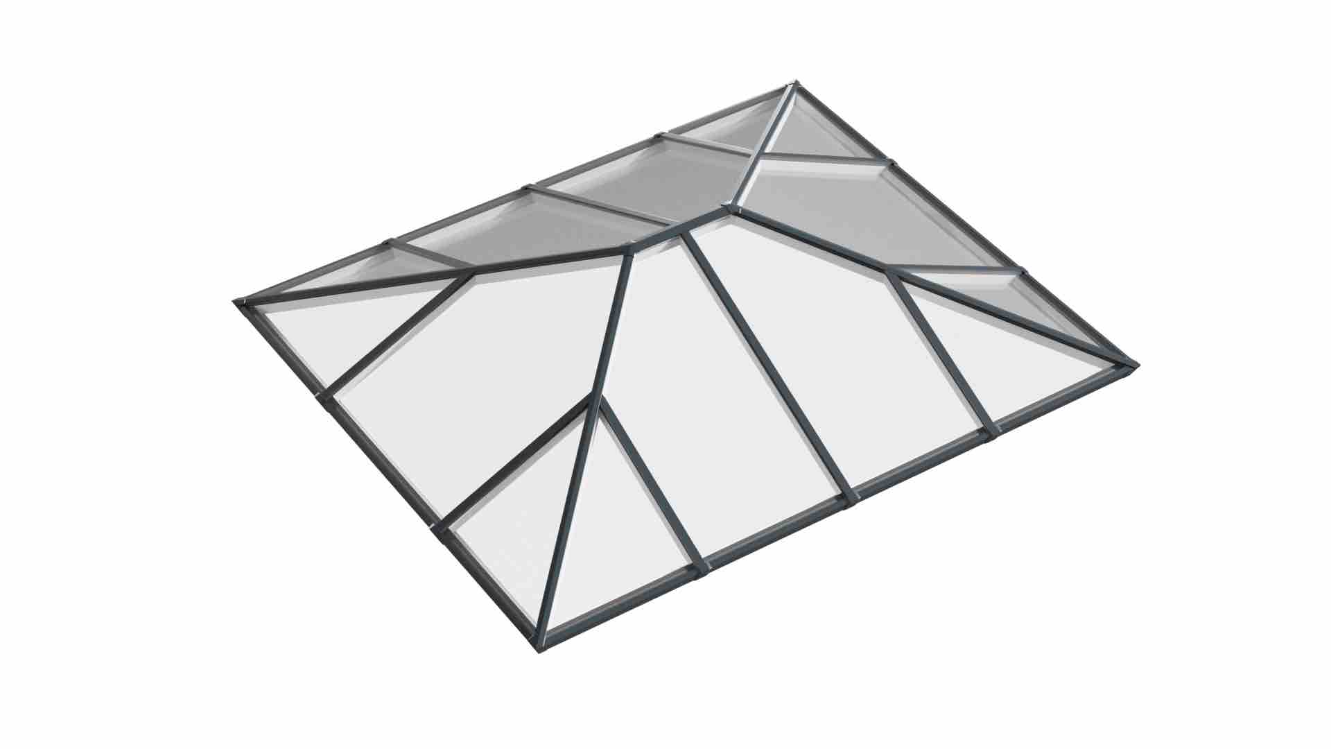Ridged Aluminium Lantern Roof 1.9m x 2.9m (14 Pane 2WAY)