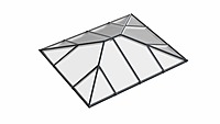Ridged Aluminium Lantern Roof 1.9m x 2.6m (14 Pane 2WAY)