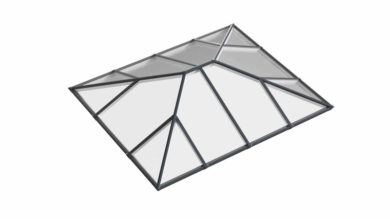 Ridged Aluminium Lantern Roof 1.8m x 3m (14 Pane 2WAY)