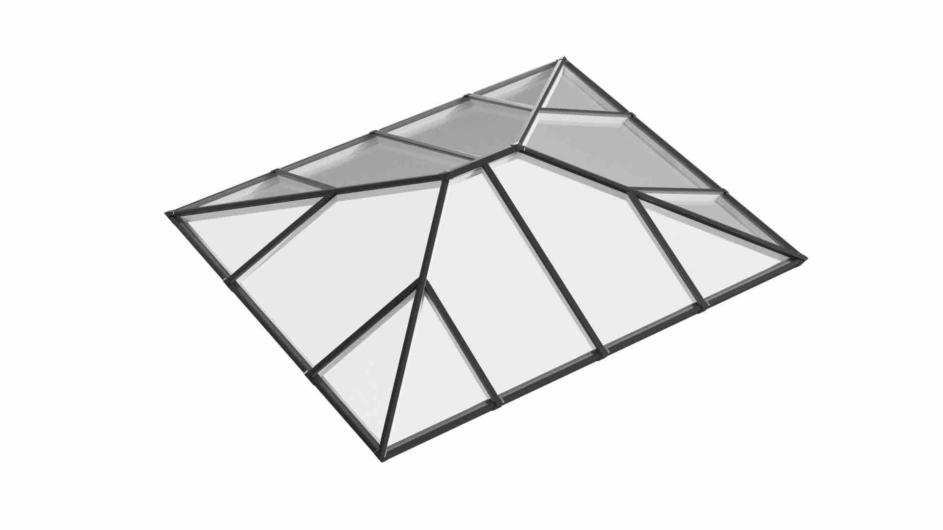 Ridged Aluminium Lantern Roof 2m x 3m (14 Pane 2WAY)