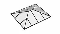 Ridged Aluminium Lantern Roof 1.8m x 2.4m (14 Pane 2WAY)
