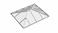 Ridged Aluminium Lantern Roof 2.6m x 3.3m (14 Pane 2WAY)