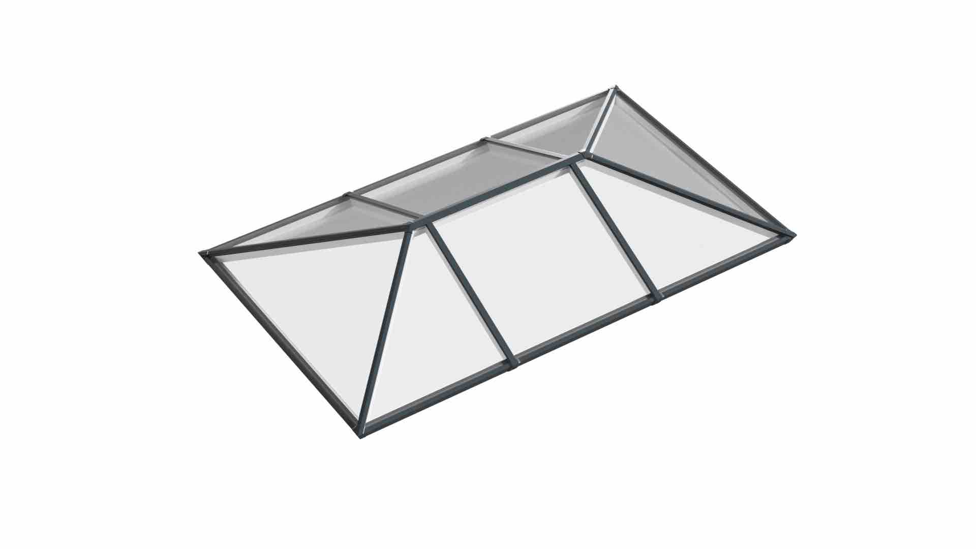 Ridged Aluminium Lantern Roof 1.3m x 3m (8 Pane 2WAY)