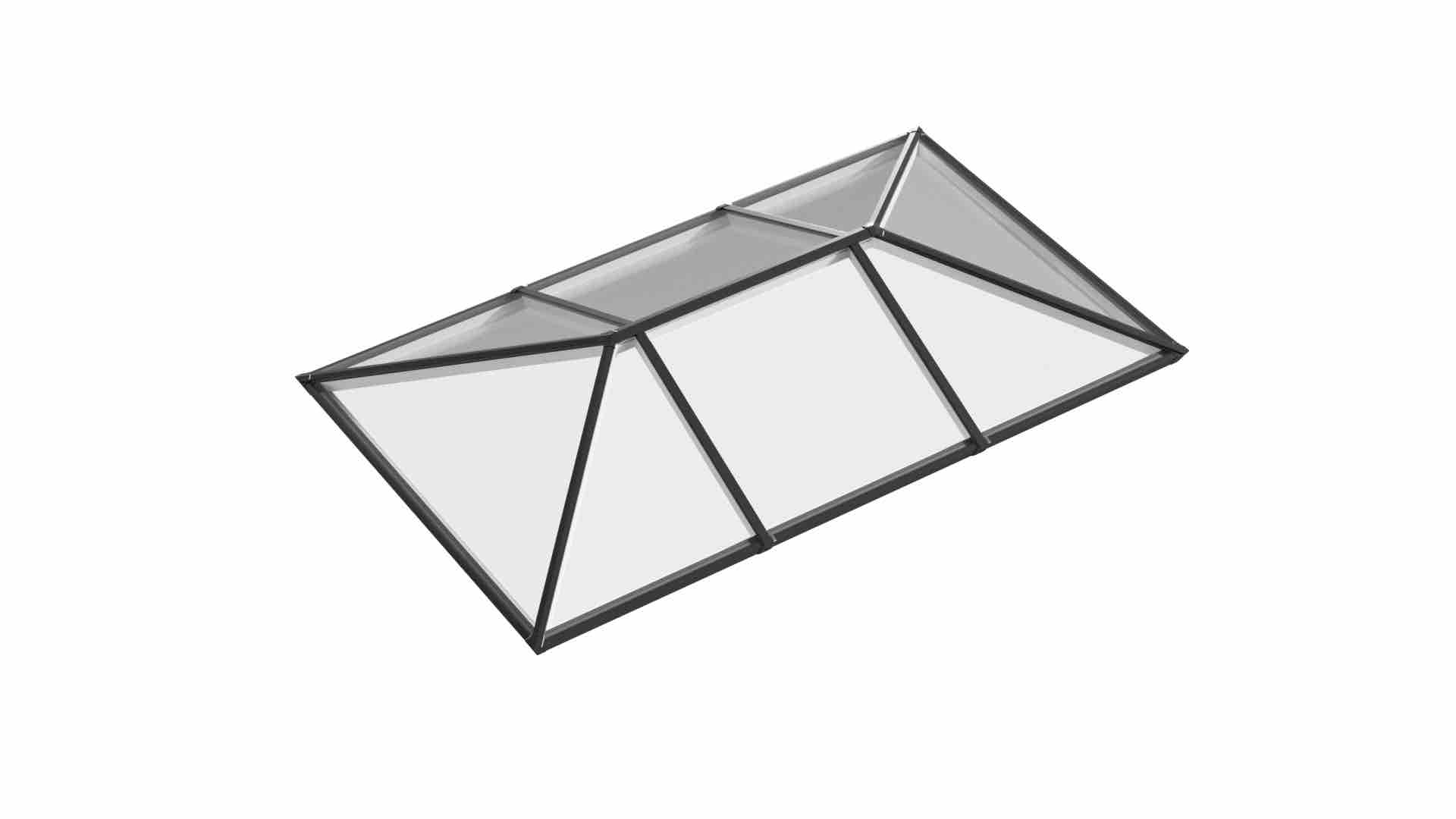 Ridged Aluminium Lantern Roof 1.8m x 4.3m (8 Pane 2WAY)