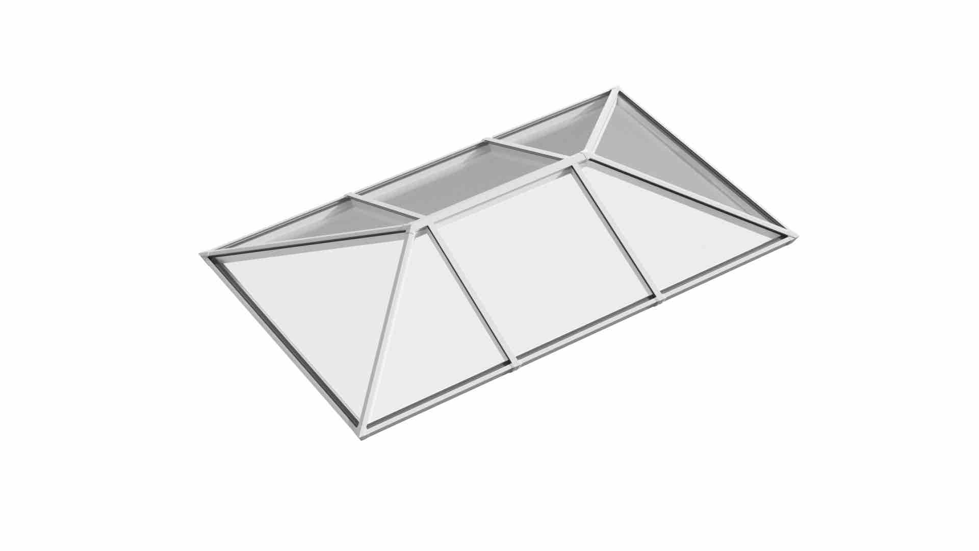 Ridged Aluminium Lantern Roof 2.3m x 4.7m (8 Pane 2WAY)