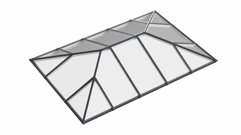 Ridged Aluminium Lantern Roof 3.2m x 5m (16 Pane 2WAY)