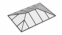 Ridged Aluminium Lantern Roof 2.4m x 3.7m (16 Pane 2WAY)
