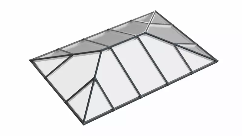 Ridged Aluminium Lantern Roof 2.8m x 4.6m (16 Pane 2WAY)
