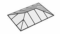 Ridged Aluminium Lantern Roof 1.8m x 4.4m (16 Pane 2WAY)