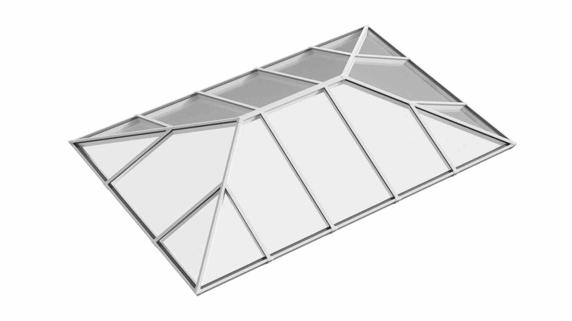 Ridged Aluminium Lantern Roof 2.5m x 6m (16 Pane 2WAY)